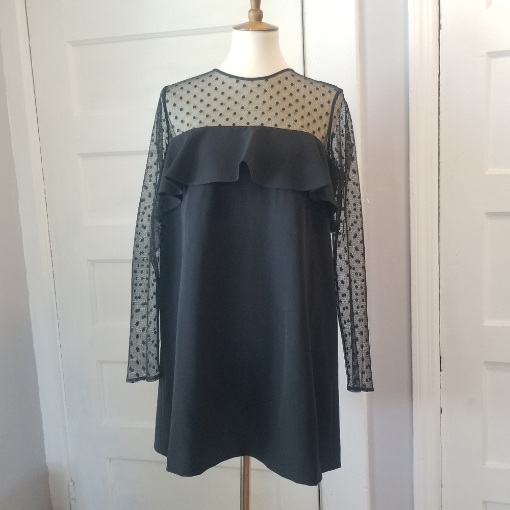 NWOT Milly Black Sophie Illusion Dot Dress, Size 10 - Picture 7 of 16
